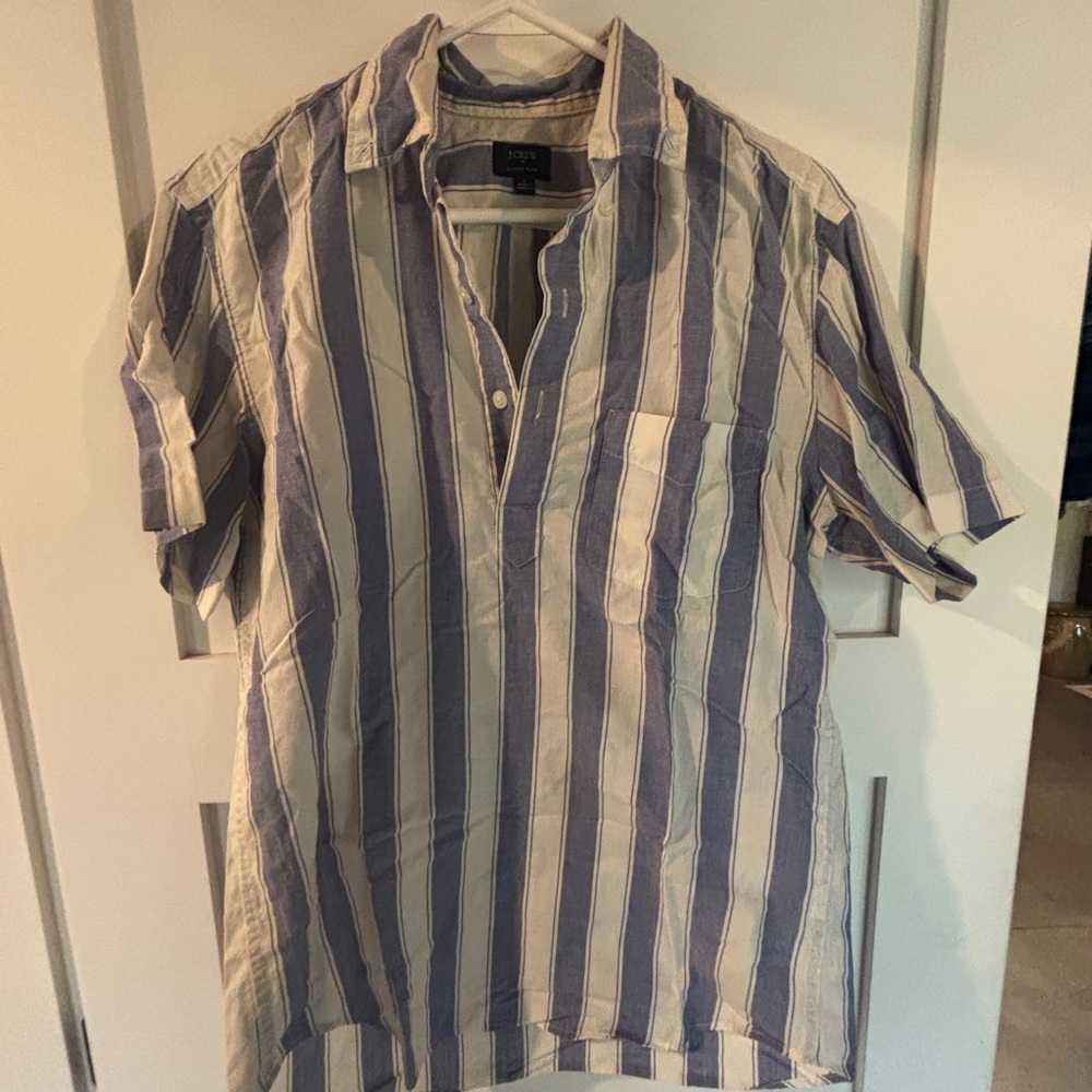 J. Crew Casual Striped Shirt in Blue and Cream